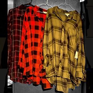 Terra & Sky size 3X set of Plaid Button Up Shirts